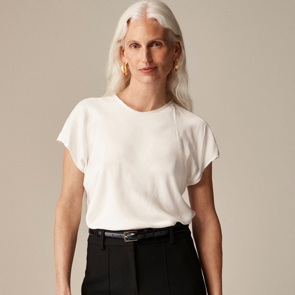 NWT J.Crew Drapey T-shirt top in Ivory